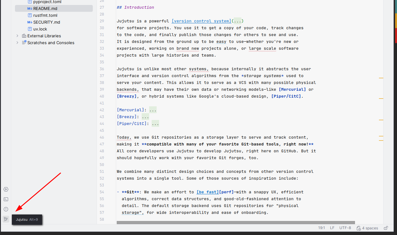 Project identified as using Jujutsu